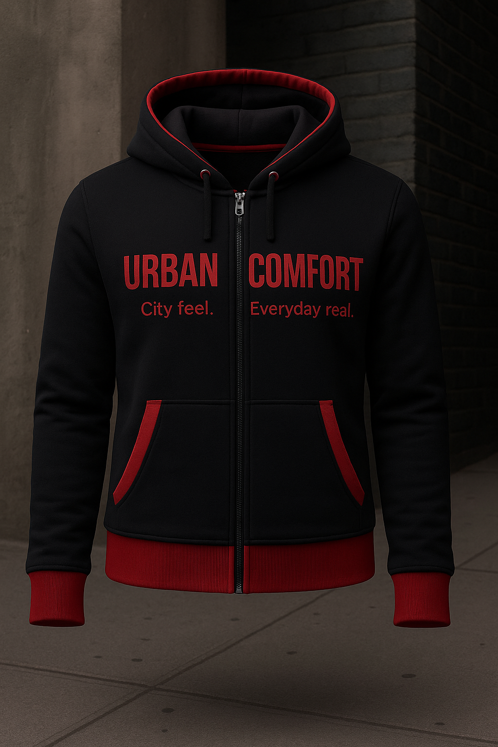 Urban Comfort Ringer Zip-Up Hoodie – Various color waves.